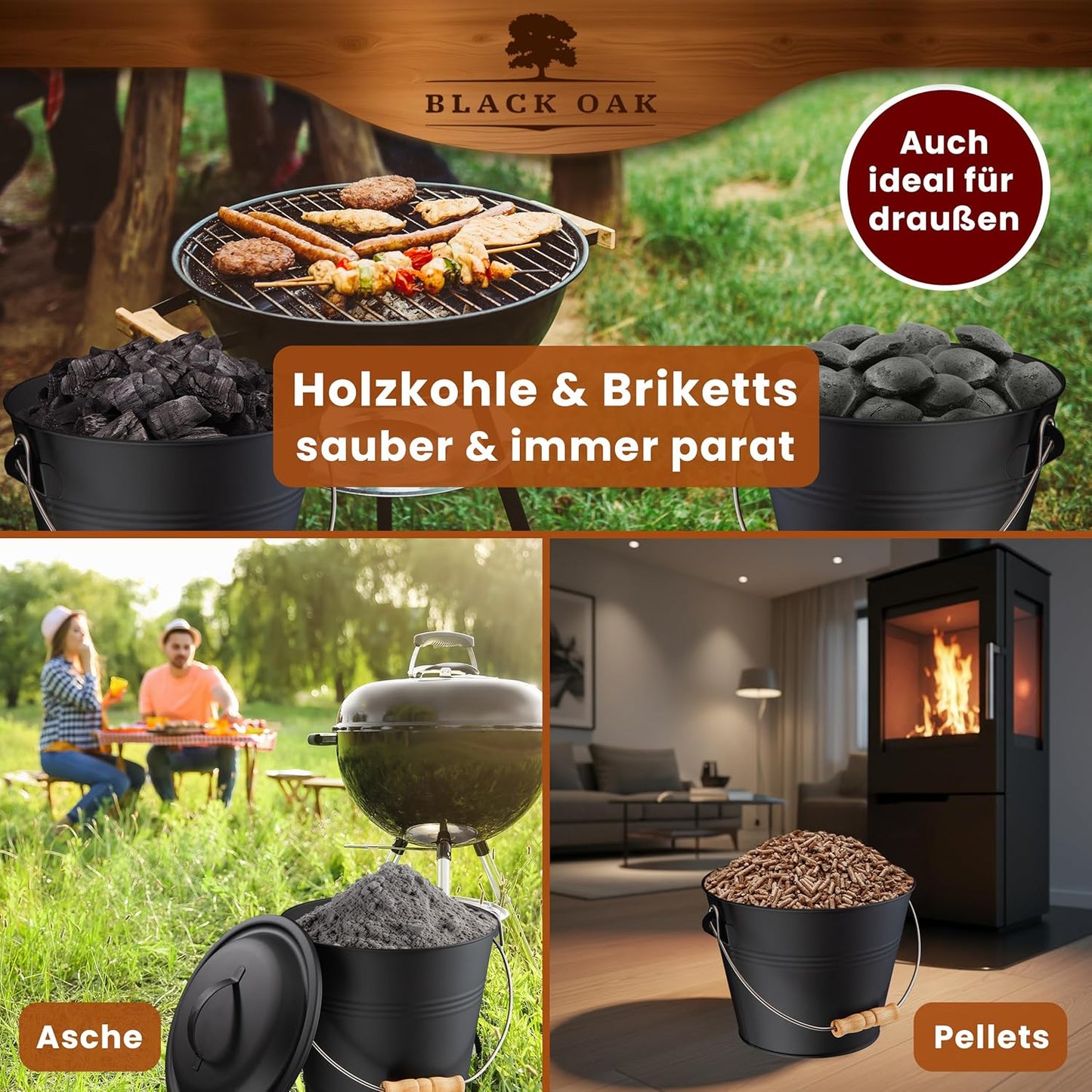 Ascheeimer-Set Piton, Piton 5L Eimer + Kehrset