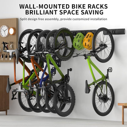 Velo Wandhalterung für 6 Räder & Helme, 6 Fahrräder + 5 Haken