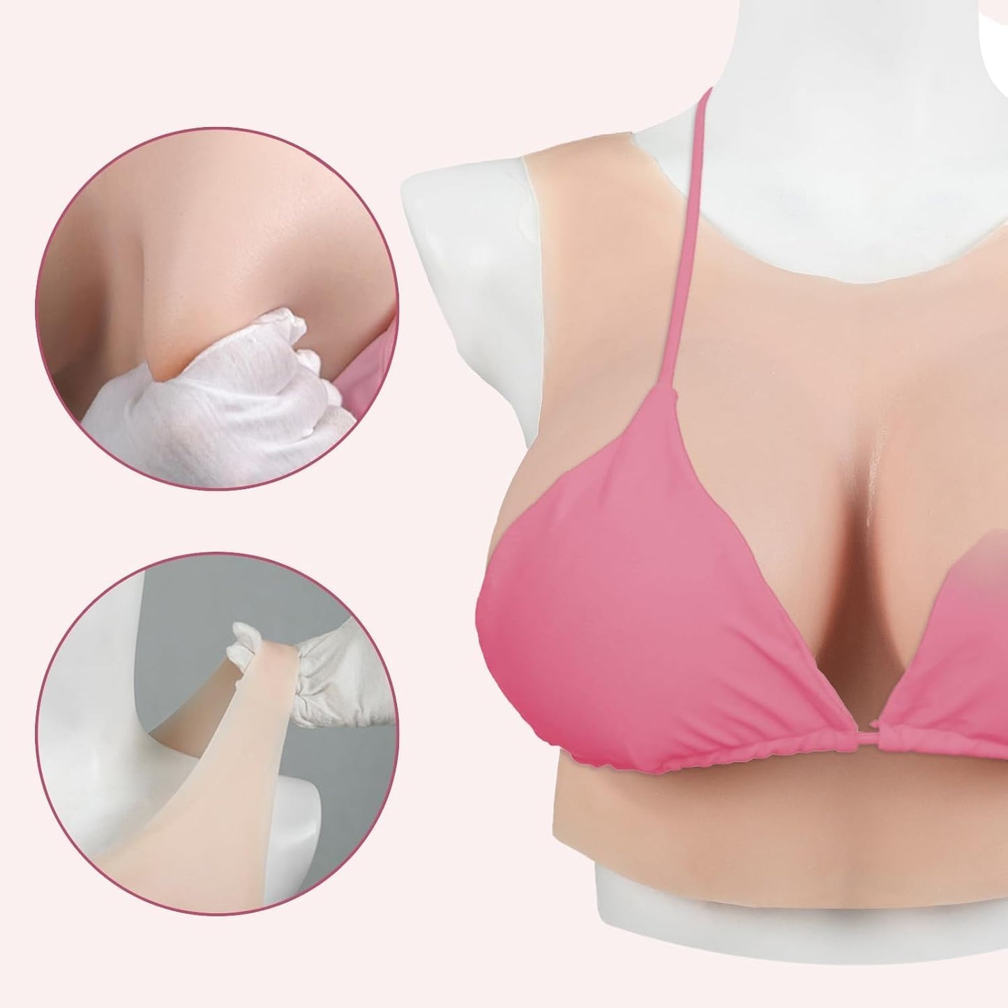Silikon Brustplatten für Crossdresser, G Cup, Plusgrösse-G cup-Flüssig Silikon Füllung Elfenbeinweiss