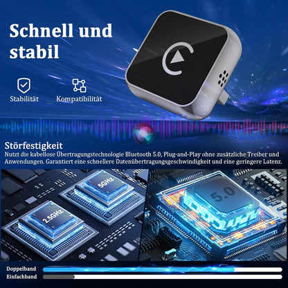2-in-1 Carplay & Android Auto Wireless Adapter, Tiefschwarz