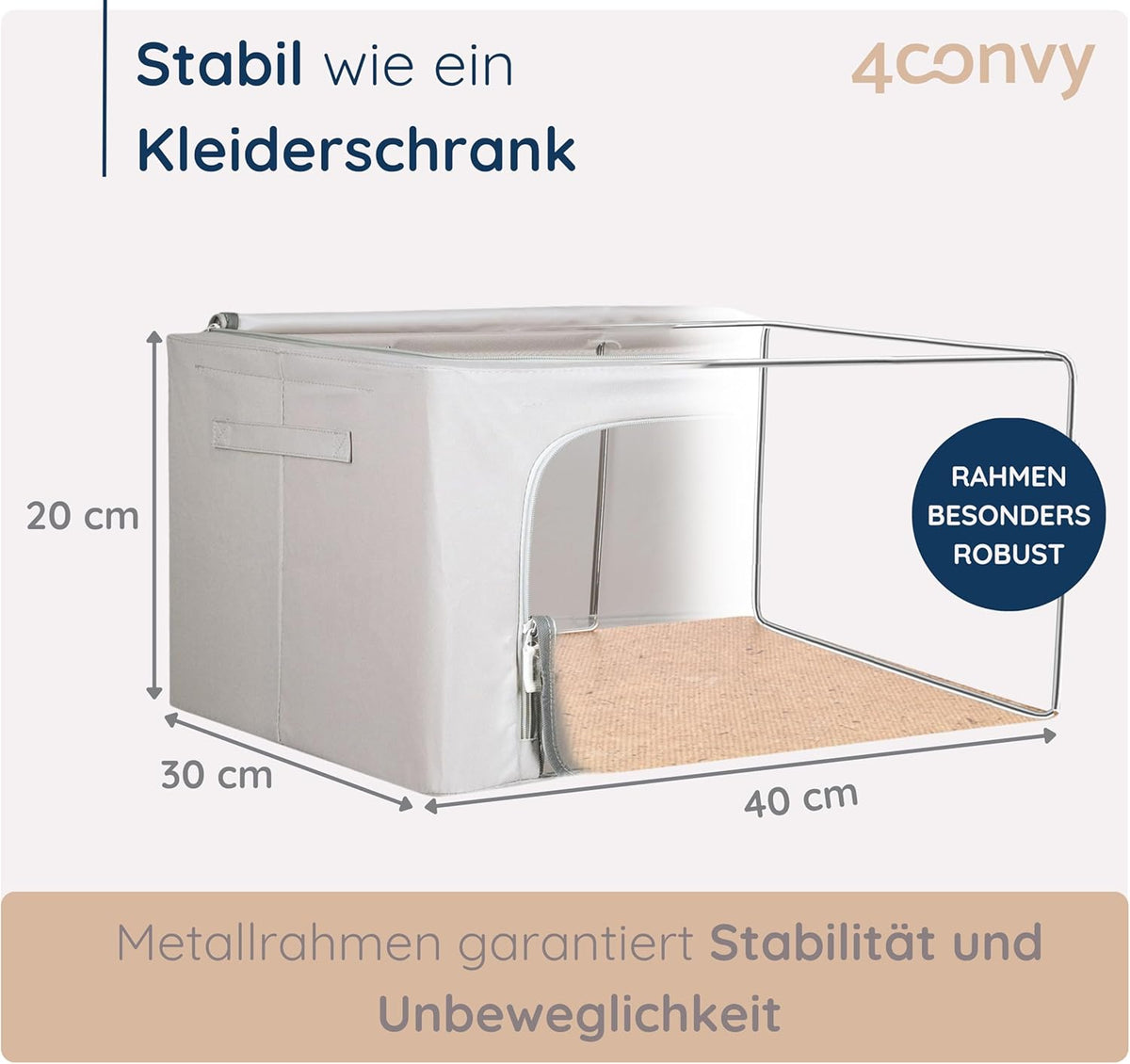 Faltbare Kleiderschrank-Aufbewahrungsbox, 3x24L, Grau 3x24L