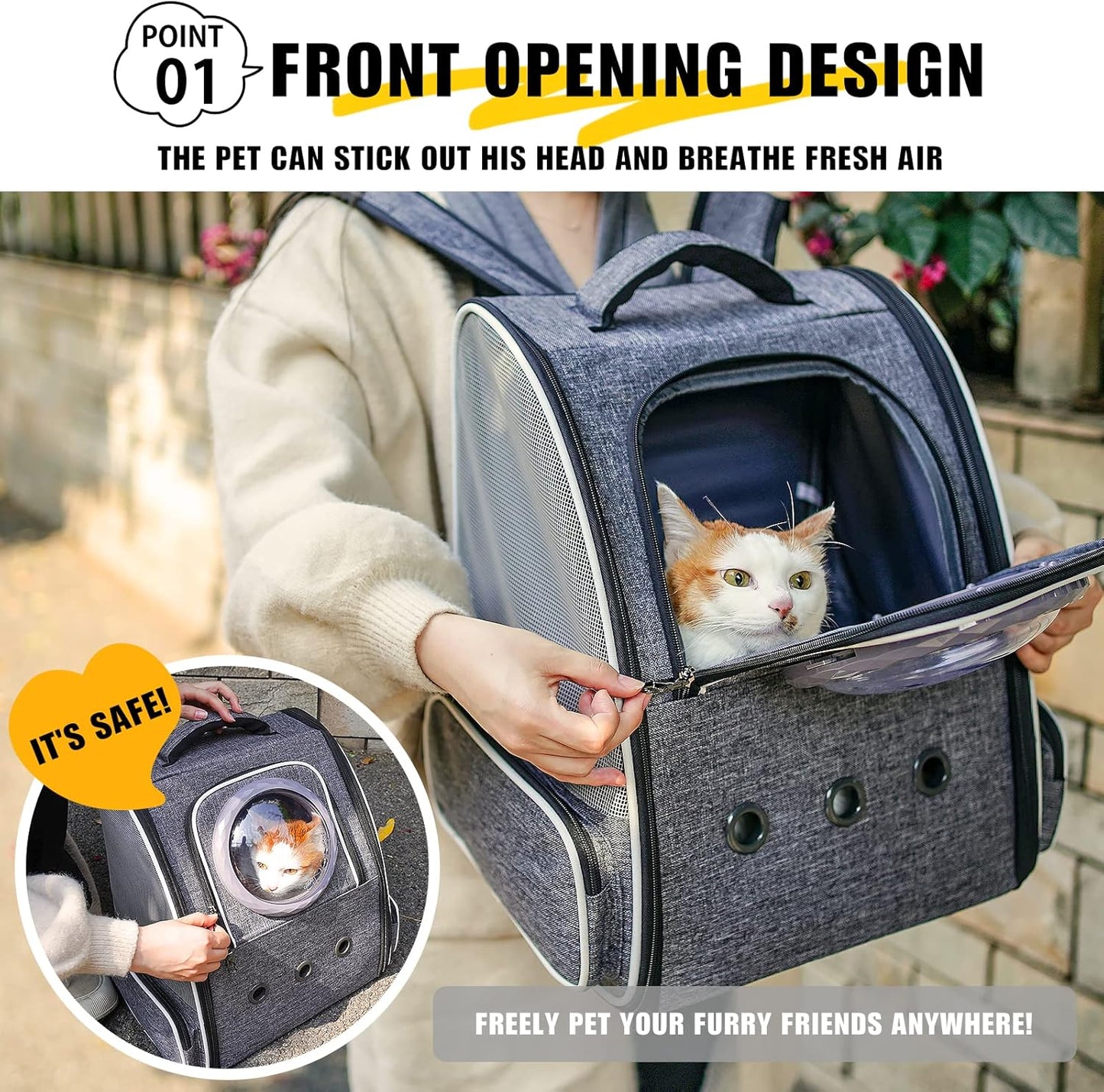 Haustier Rucksack-Raumkapsel, Grau