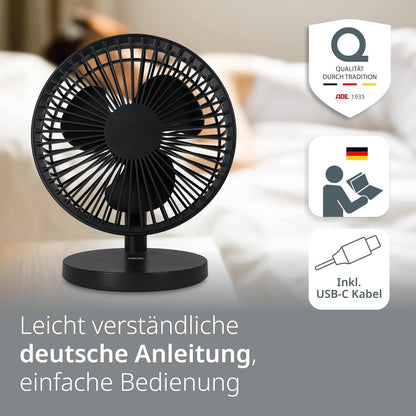 USB-Tischventilator mit Akku, Anthrazit