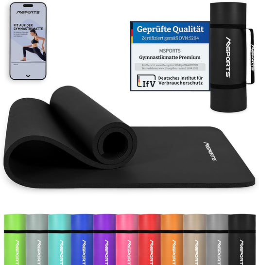 Gymnastikmatte Premium mit Tragegurt und Übungsposter