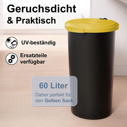 Müllsackständer mit Scharnierdeckel, Gelb 1