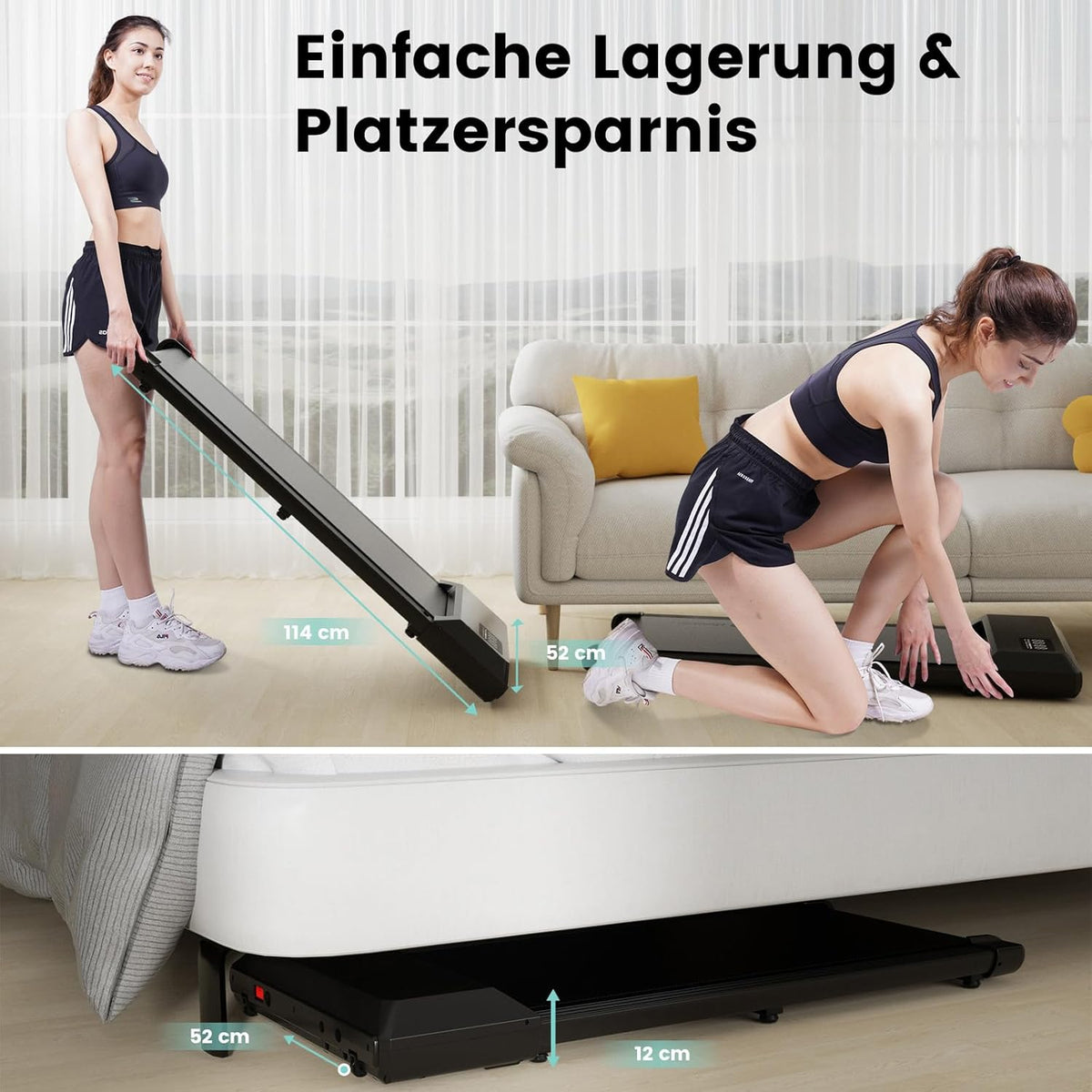 Walking Pad mit App-Steuerung und KI-Begleitung, 80cm / Gold