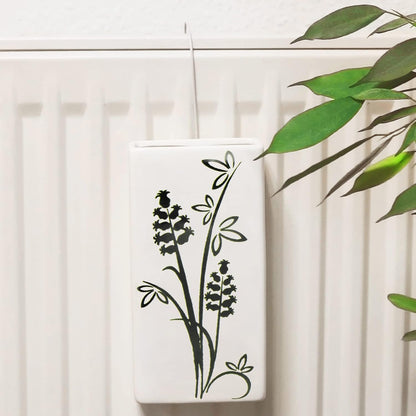 3-teiliges Luftbefeuchter-Set, Weiss - Blumen Schwarz