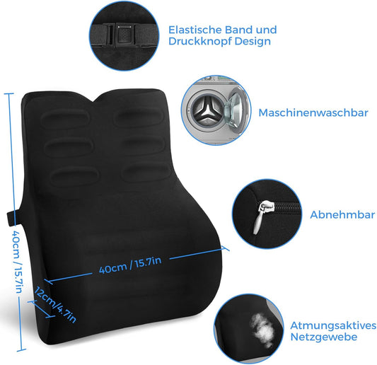 Ergonomisches Lendenwirbelkissen mit Memory Foam, Schwarz Memory Foam