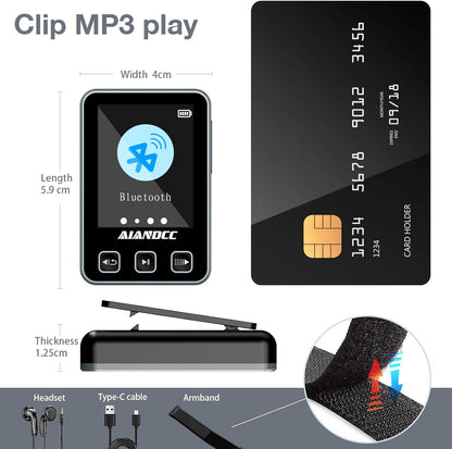 MP3 Player mit Sport Clip & Armband, Schwarz