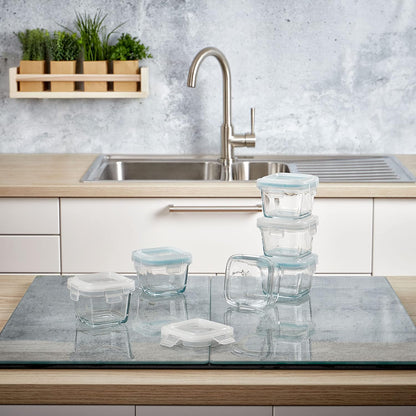 Mini Glas Frischhaltedosen-Set (6x 160 ml), 6 x 160 ml Quadratisch