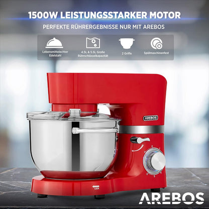 Küchenmaschine mit Knethaken-Set, Rot