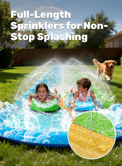 Wasserrutsche mit Bodyboards und Sprinkler, 685,8 cm Blau, Grün