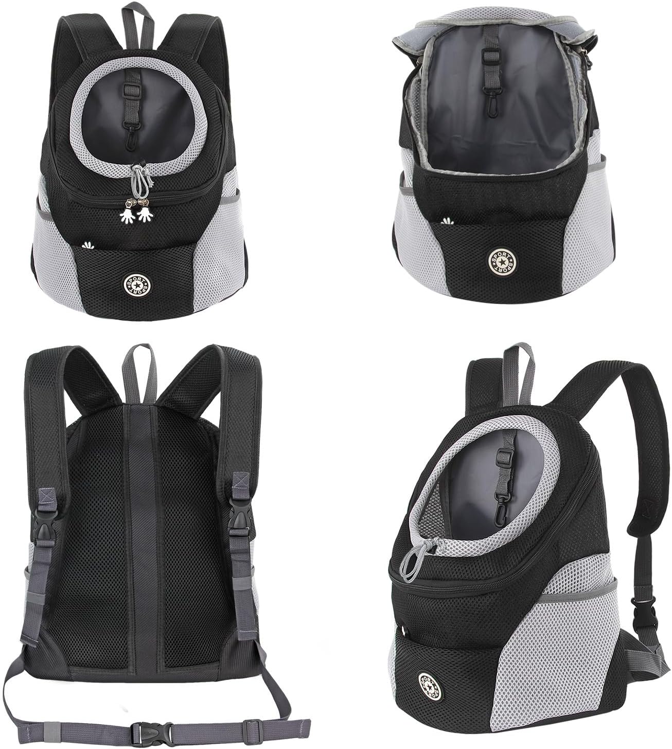 Hundetrage-Rucksack mit Head-Out-Design, M Schwarz