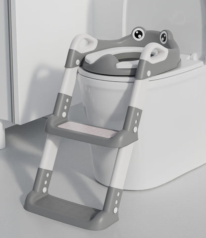 Toilettentrainer mit Treppe für Kinder, Frosch/Grau