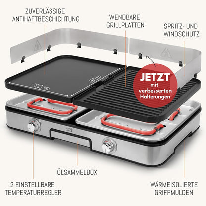 Elektro Tischgrill mit Grillzange & Spritzschutz