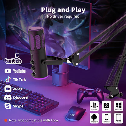 Gaming Mikrofon C1 mit USB und Noise Cancellation