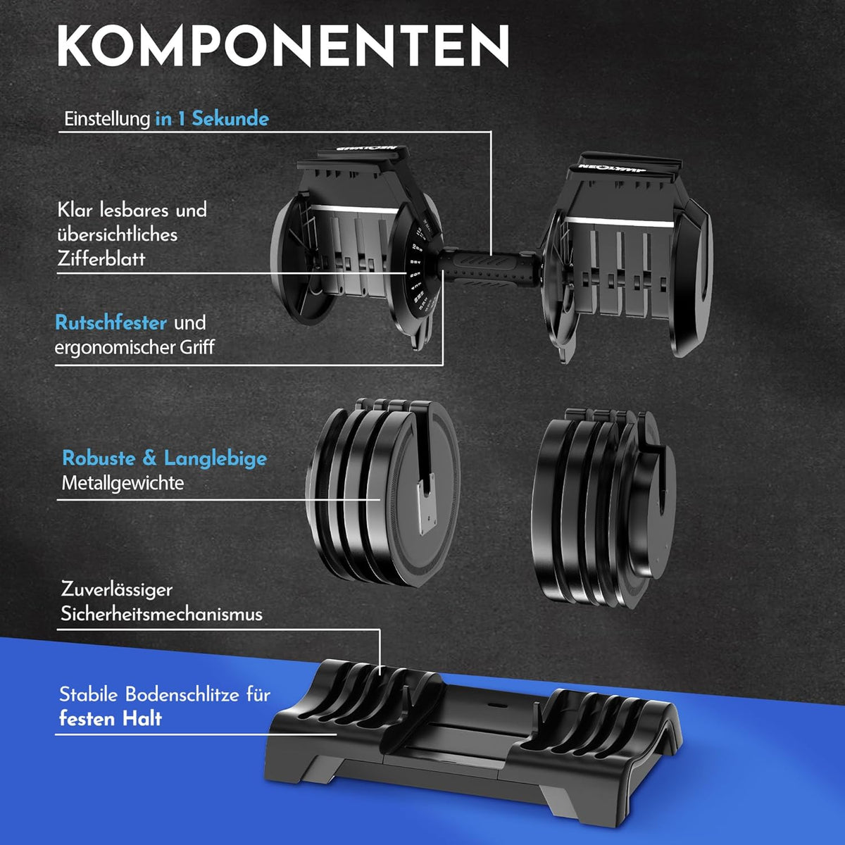 Kurzhantel verstellbar 2-24 kg, Kurzhantel 24 kg