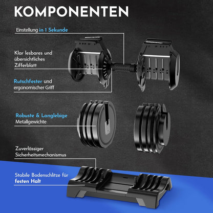 Kurzhantel verstellbar 2-24 kg, Kurzhantel 24 kg