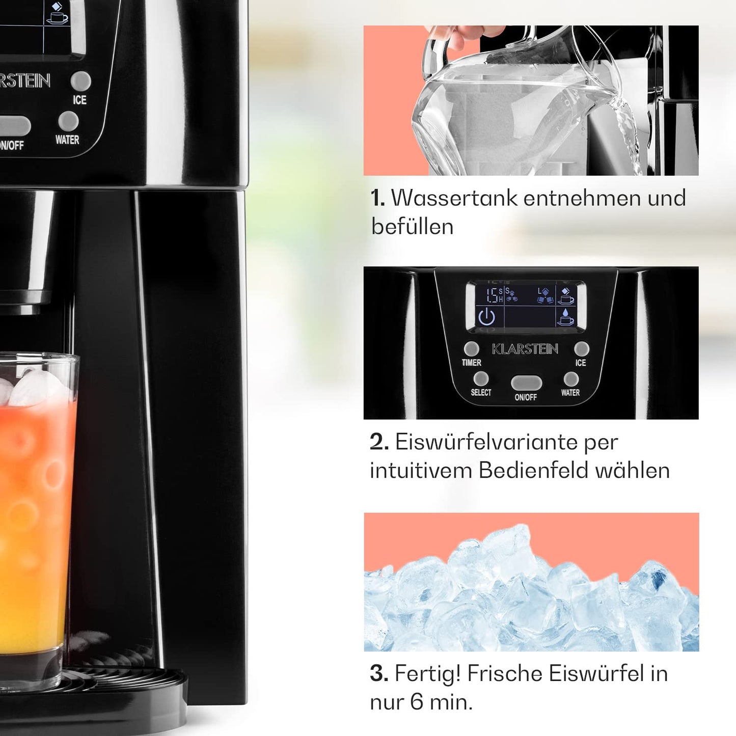 Eiswürfelmaschine, Farbe: Schwarz