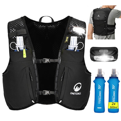 Trinkrucksack mit 2 faltbaren Trinkflaschen, schwarz +2 Trinkflaschen