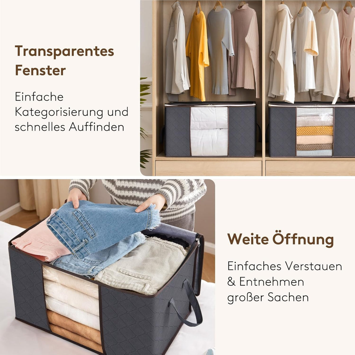 6-teiliges Aufbewahrungstaschen-Set für Kleidung, 6 60L