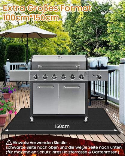 Feuerfeste Hitzeschutzmatte für Grill & Feuerstelle, Schwarz