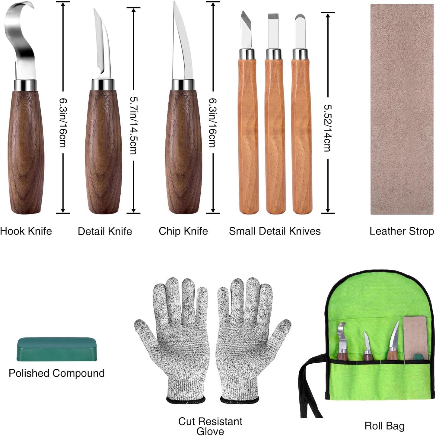 Holzschnitzwerkzeug-Set für Anfänger, Grün