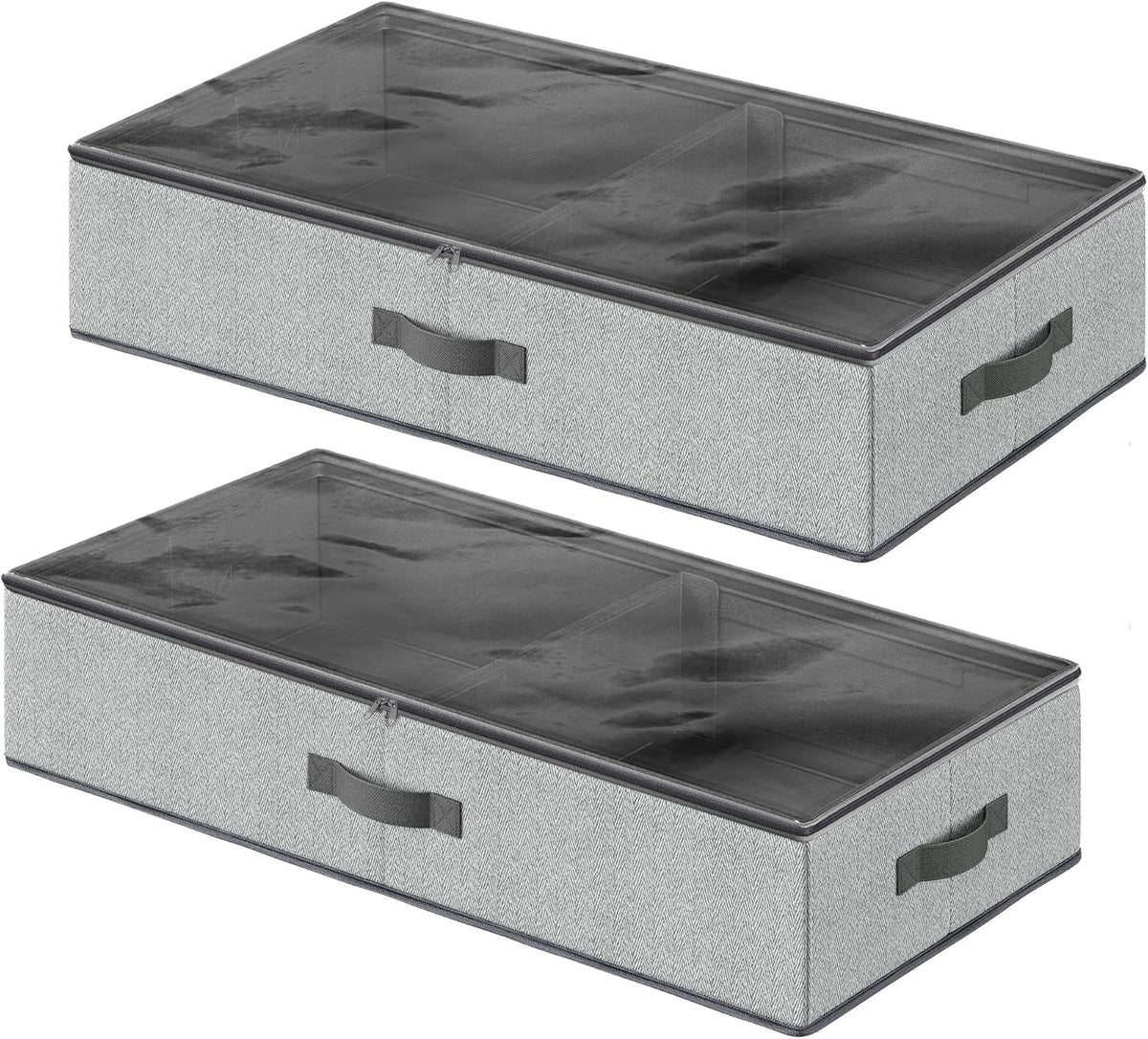 2-teiliges Unterbettkommode-Set RUB002G01 mit Trennwand, 82 x 40 x 15 cm, 2
