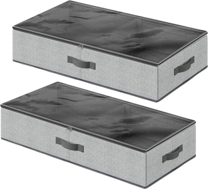 2-teiliges Unterbettkommode-Set RUB002G01 mit Trennwand, 82 x 40 x 15 cm, 2