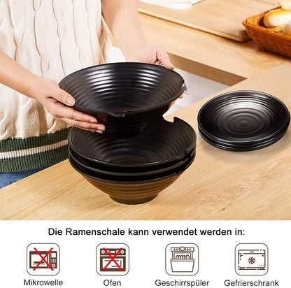 Japanische Ramen Schüssel Set, Schwarz 4