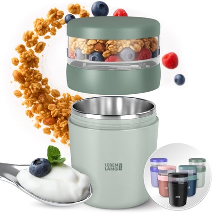 Müslibecher To Go mit Löffel, Mint 500ml + 150ml