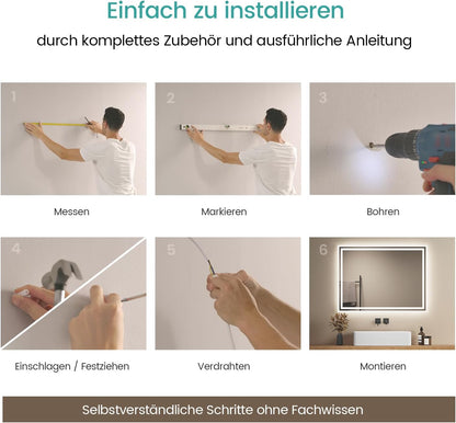 LED Badspiegel, 60L x 80B cm