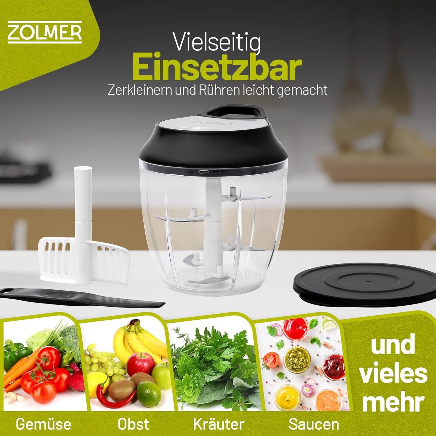 Manueller Zwiebelschneider mit Seilzug, Zwiebelschneider 940 Ml