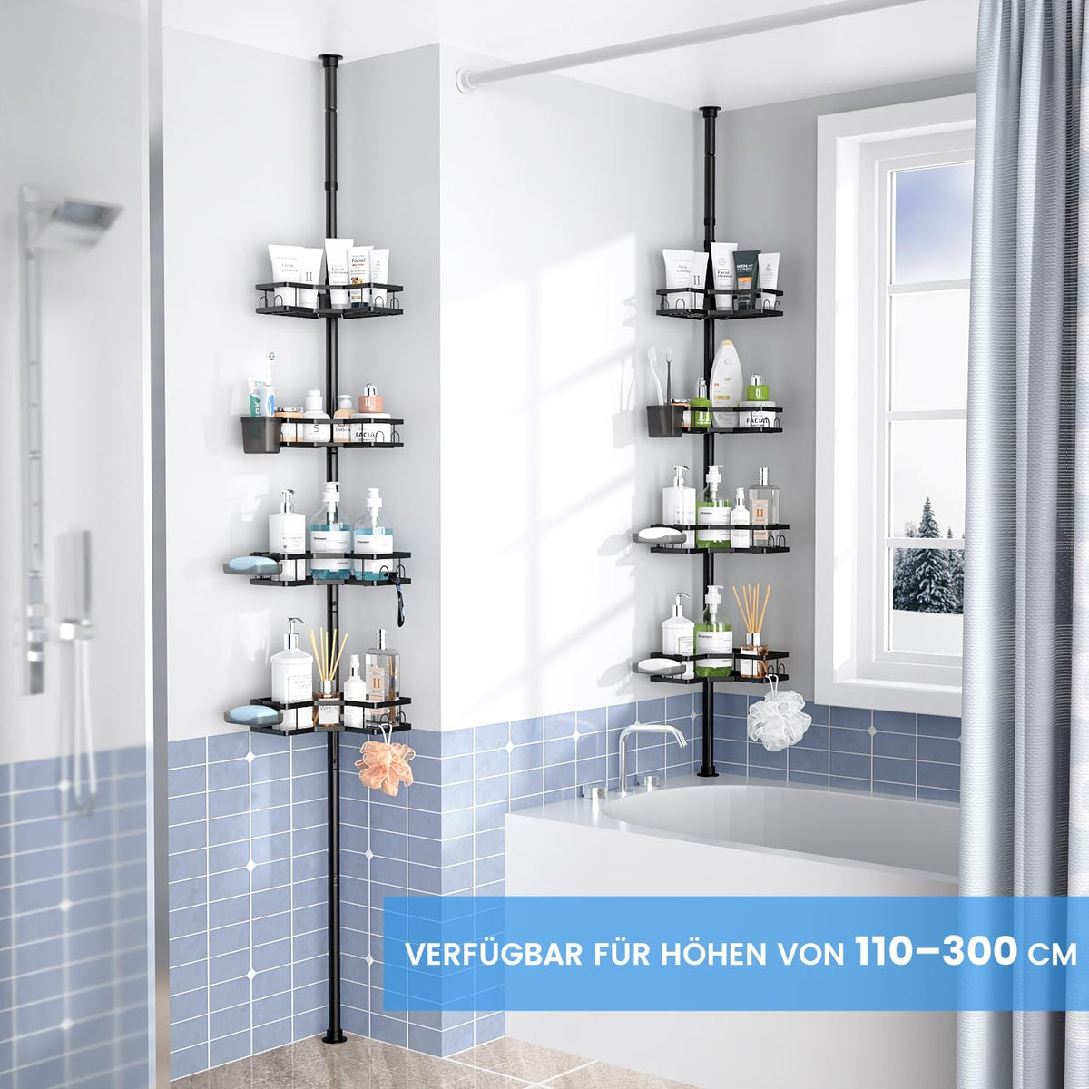 Verstellbares Duschregal mit 4 Etagen