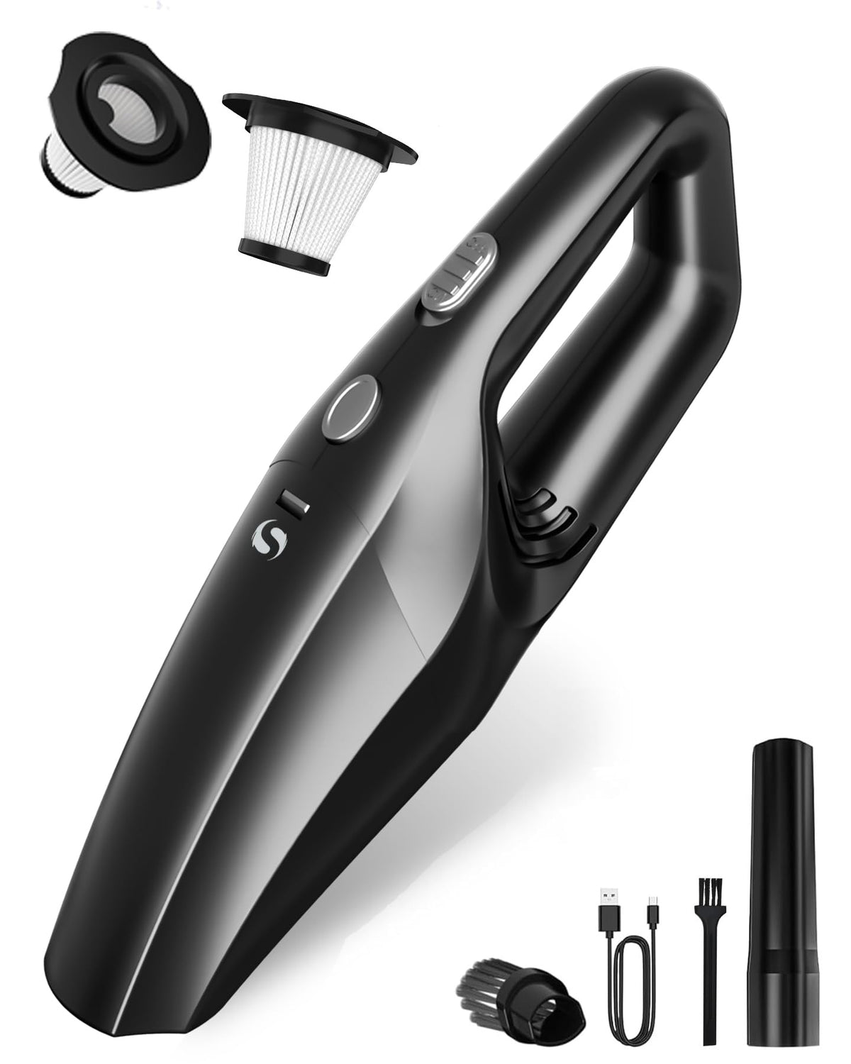 SM01 Akku-Handstaubsauger mit HEPA-Filter, Black Silver