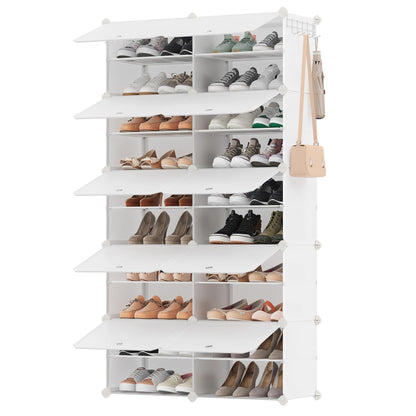 Schuhregal mit 10 Fächern für bis zu 40 Paar Schuhe, Wolkenweiss 10 Fächern (83B x 156H cm)