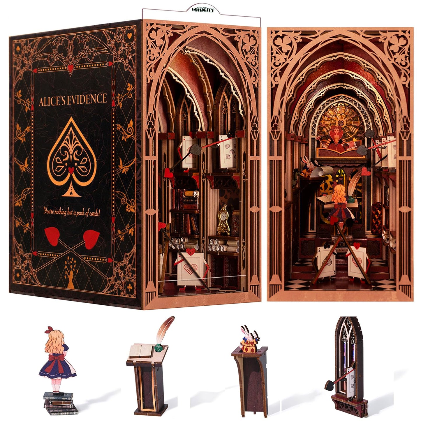 Book Nook Bausatz mit LED-Licht, Alices Abenteuer im Wunderland, Dreamland