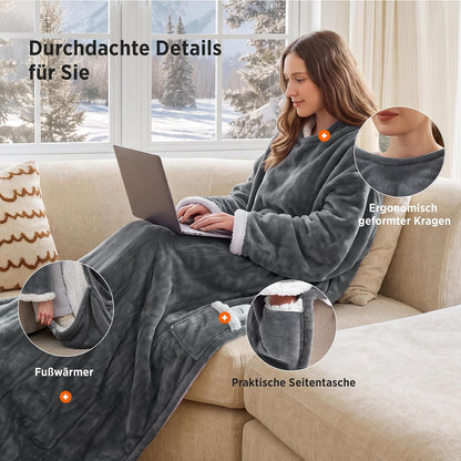 Heizdecke mit Ärmeln, Grau