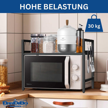 Verstellbares Mikrowellenregal 2-stufig, Schwarz 2 Stufig / Höhe 46 cm