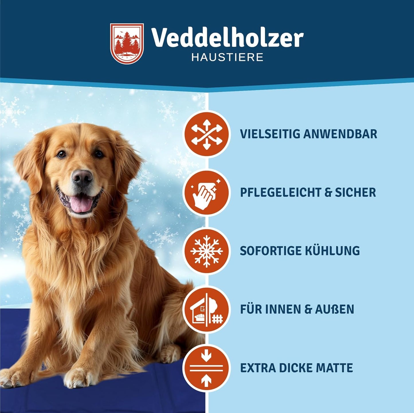 Selbstkühlende Hundematte, extra dick, M 50 x 65 cm