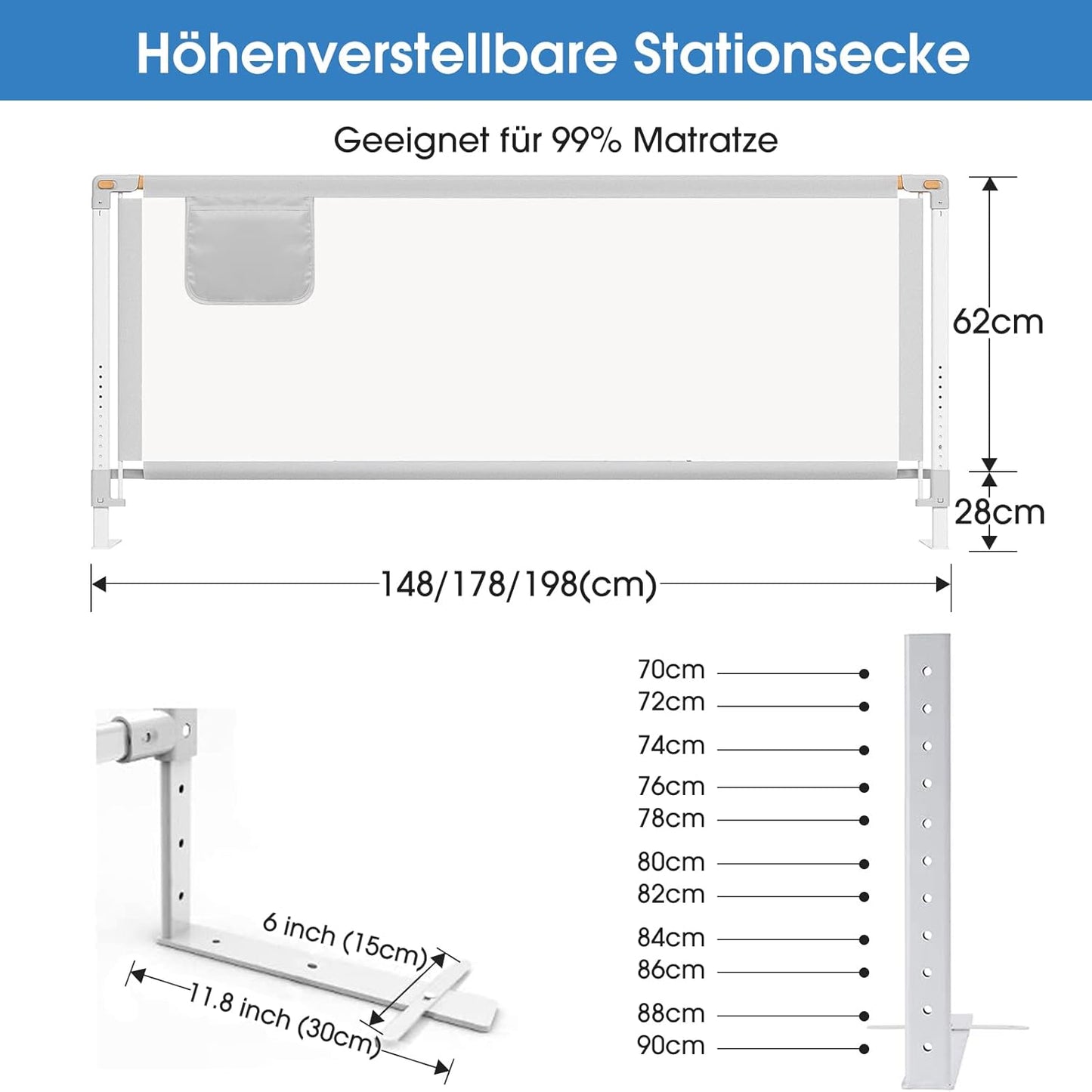 Bettschutzgitter, 180cm