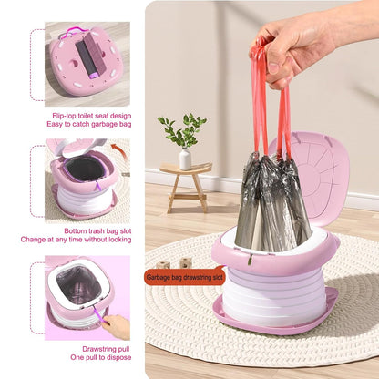 Tragbarer Klapp-Toilettensitz für Kinder, Rosa