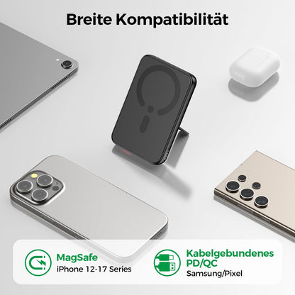 Magnetische Powerbank mit Schnellladefunktion, Schwarz