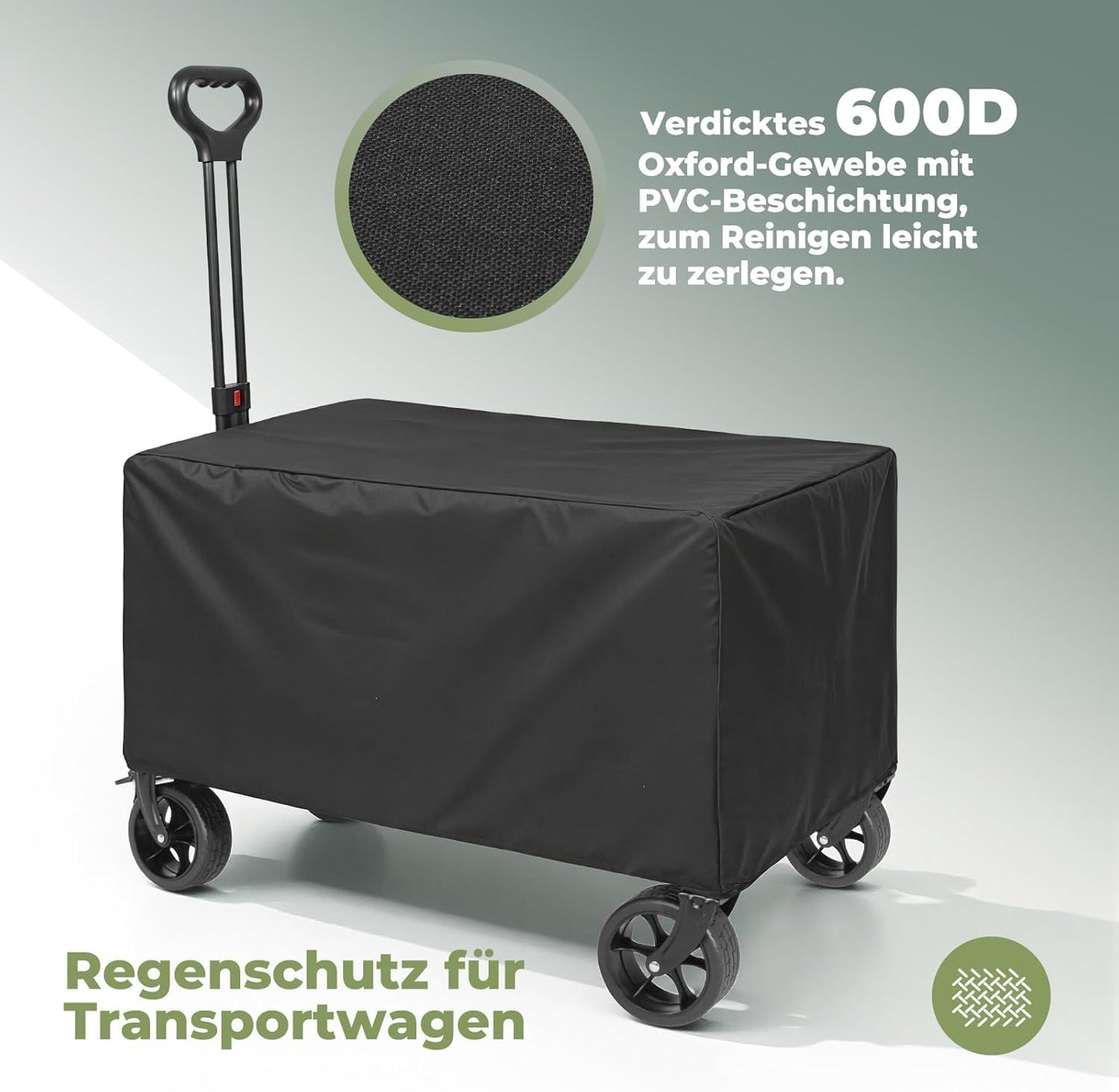 Faltbarer Bollerwagen mit Bremse und Heckklappe, 120l Plus mit Bremse