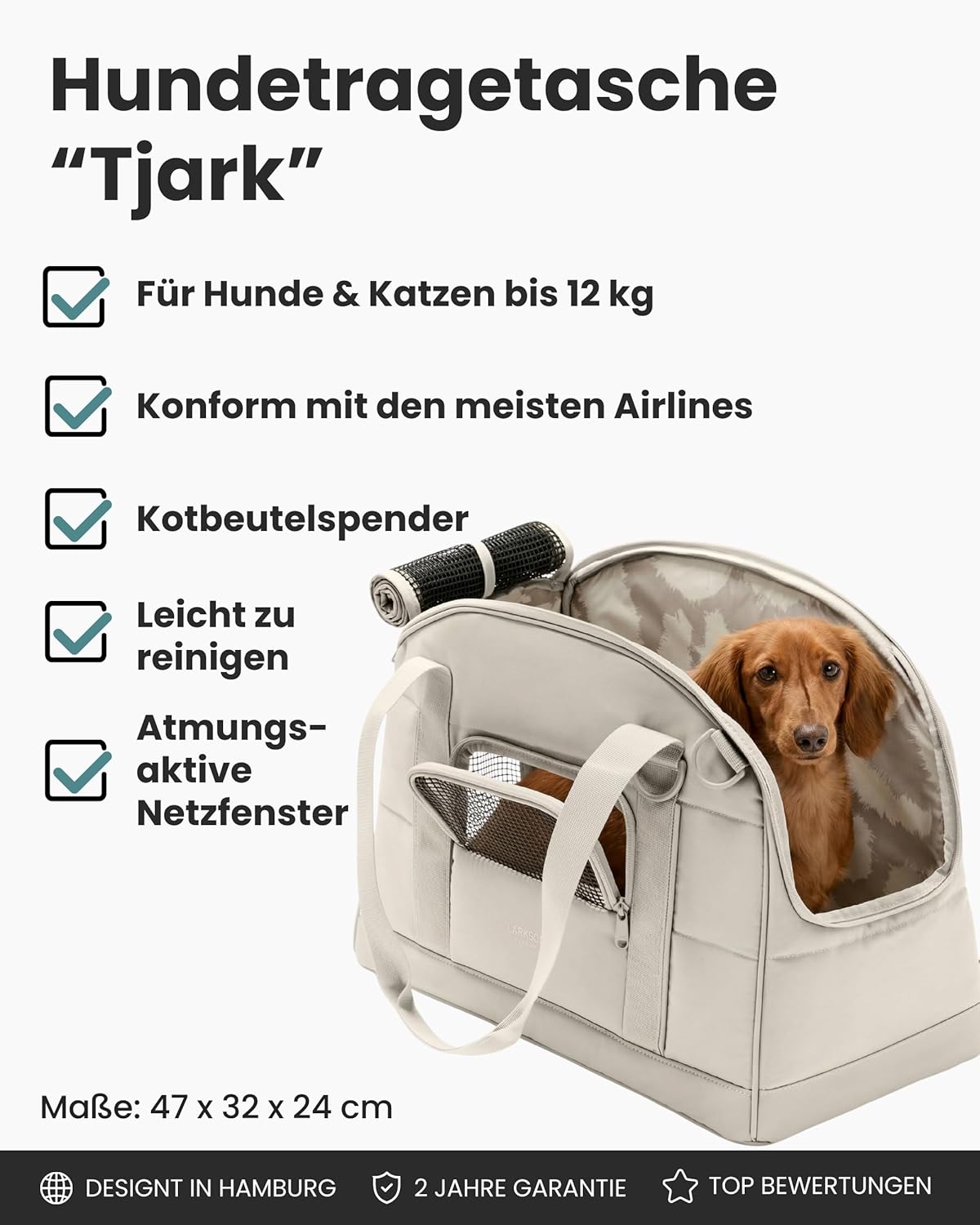 Hundetransportbox für Flugreisen bis 12kg, Sand