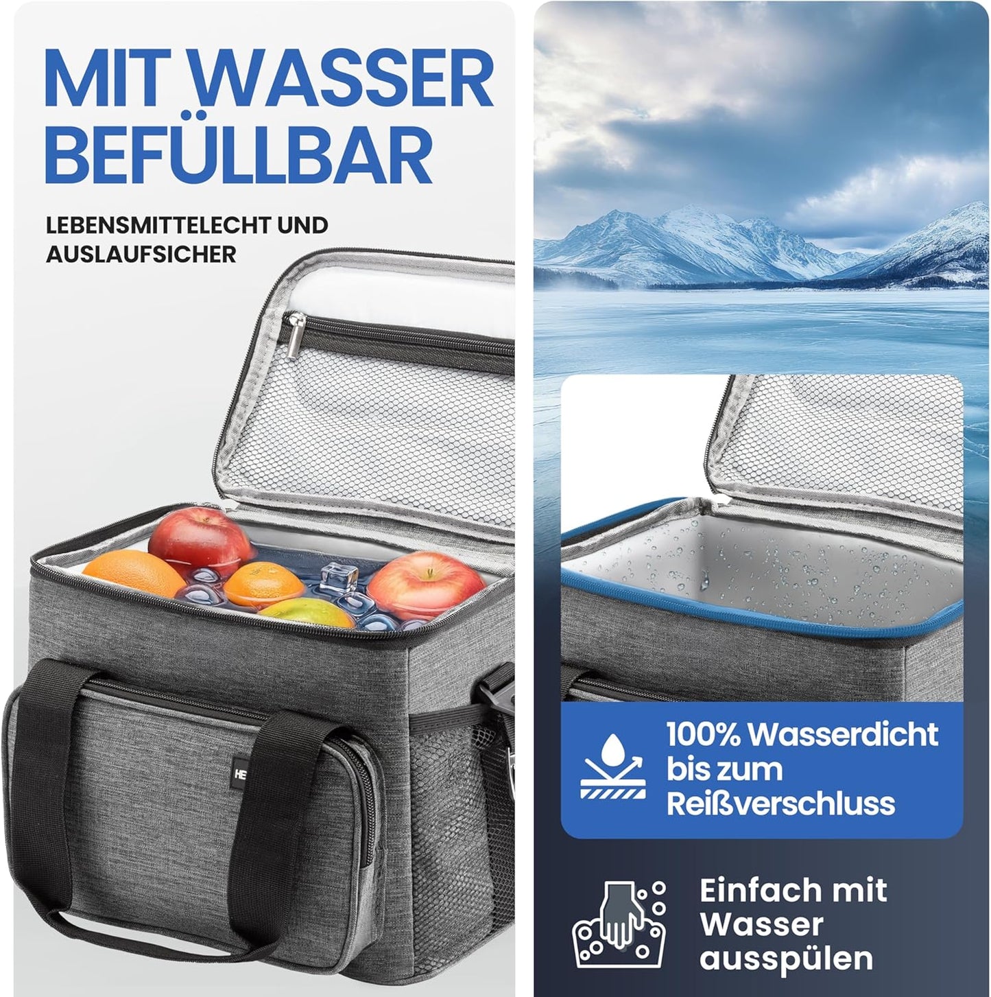 Kühltasche, 10L (L29 x B20 x H22 cm) Dunkelgrau