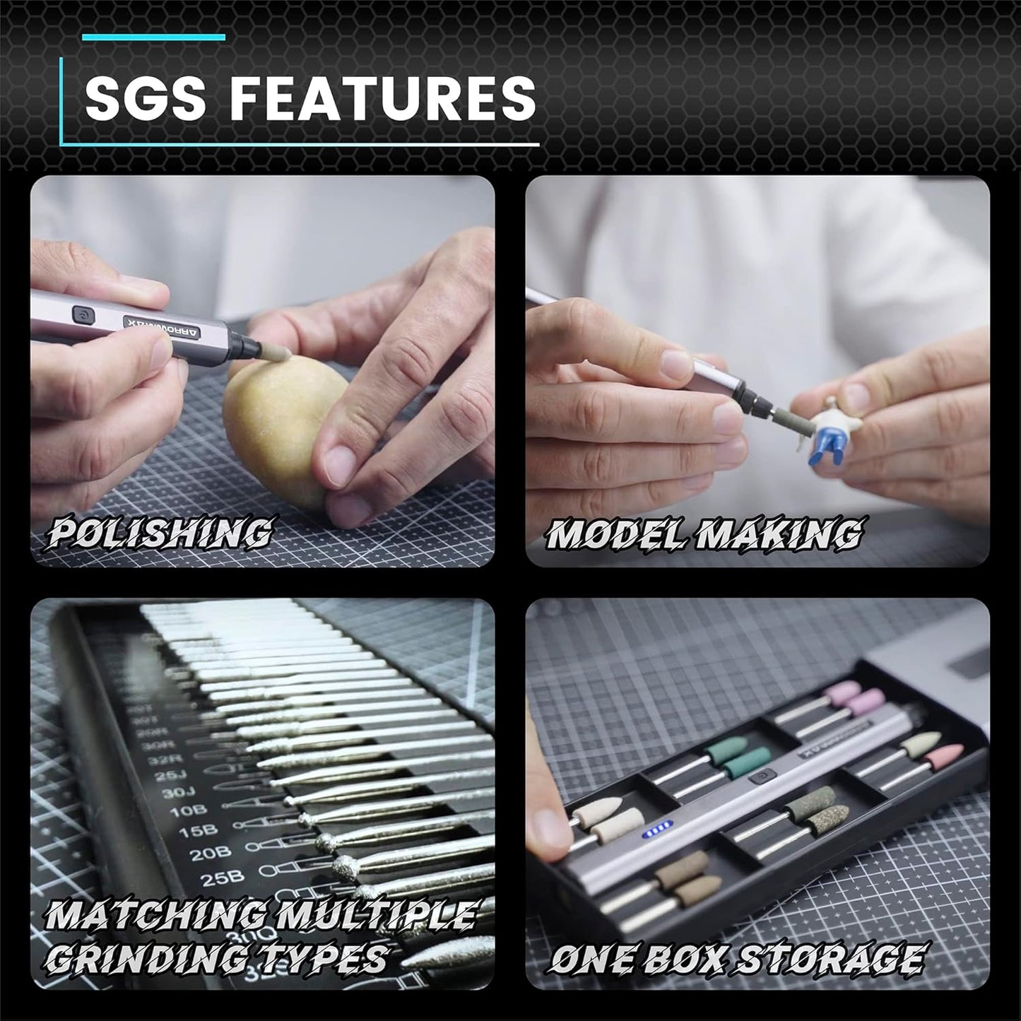 SGS MINI Gravierstift mit 36 Bits, SGS MINI-Silver