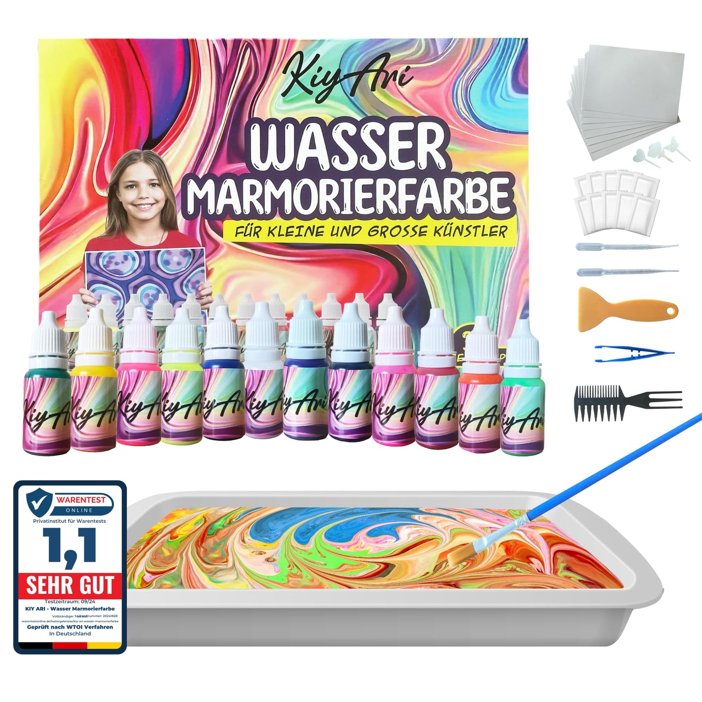 Wasser-Marmorierfarben-Set für Kinder, A4