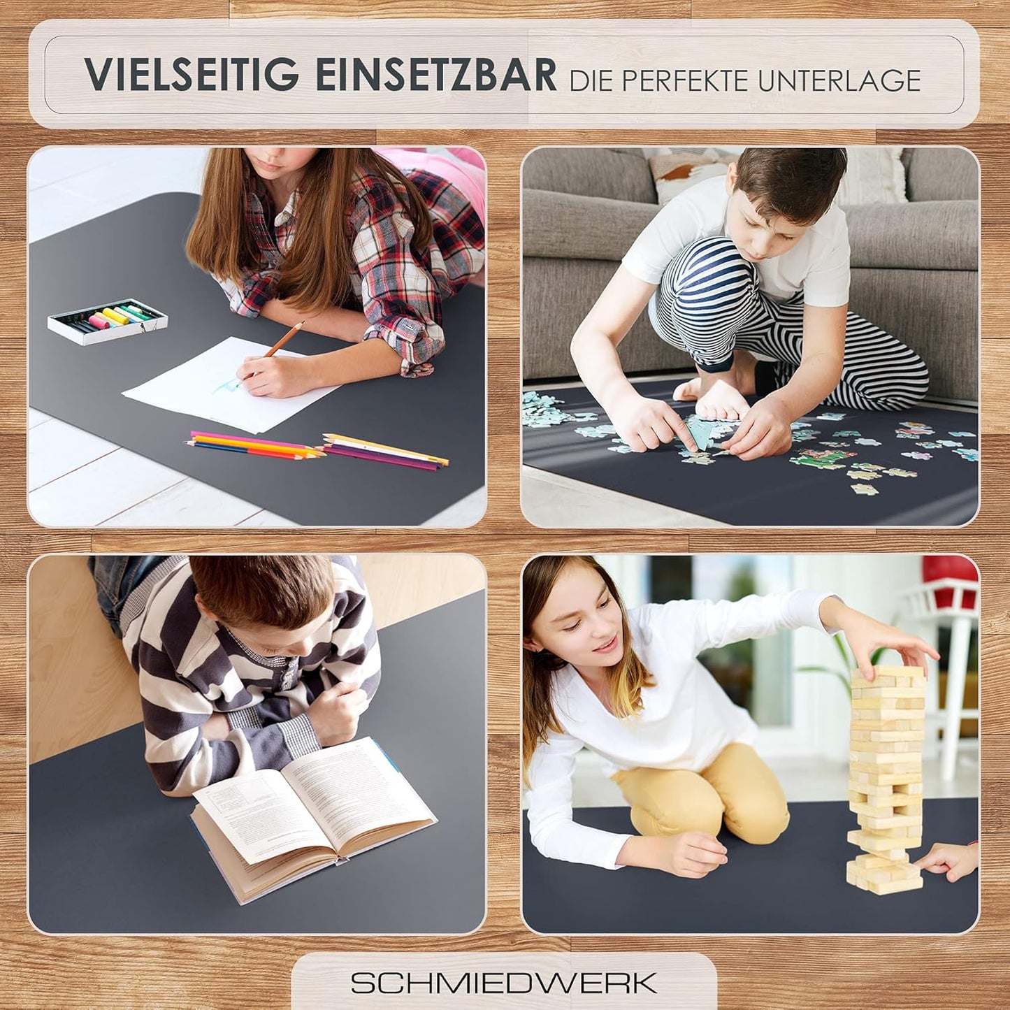 Kratzfeste Bodenschutzmatte für Bürostühle, Fussbodenheizung geeignet, Anthrazit 120 x 145 cm