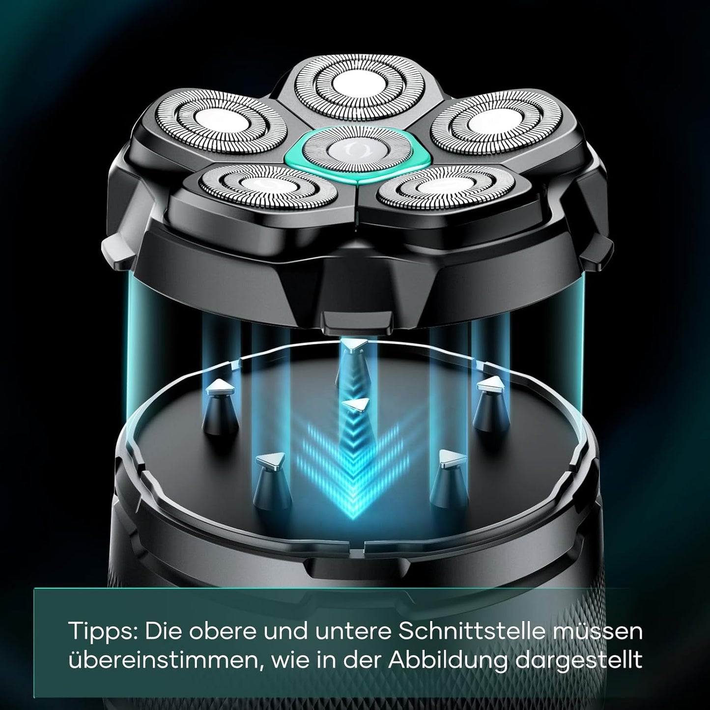 Ersatzrasierkopf für Glatzen-Rasierer 6D, Schwarz